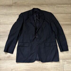 Brooks Brothers Saxxon‎ Blazer Mens 44L Regular Black 100% Wool Lined Button Up